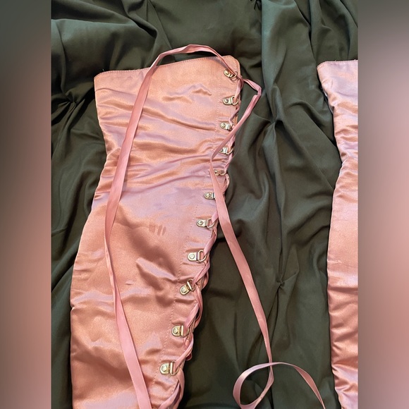 Light Pink Lace-up Stiletto Boots - Picture 8 of 13